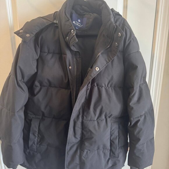 Ben Sherman Puffer Jacket Men Medium Black Lightweight With Hood - Picture 2 of 10